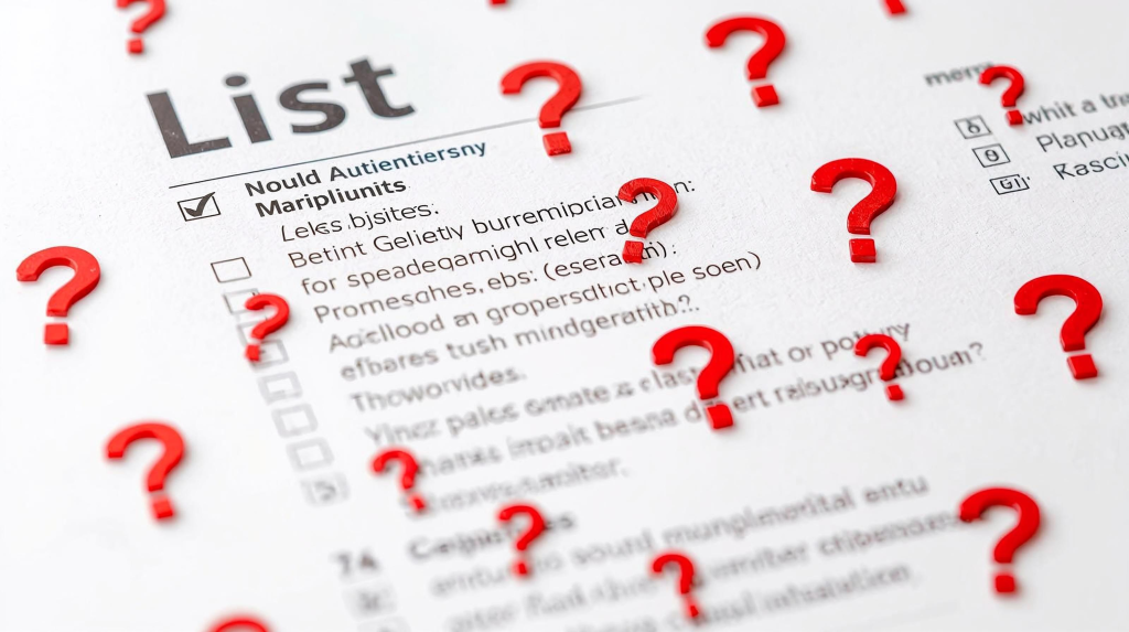 medication list with red question marks.